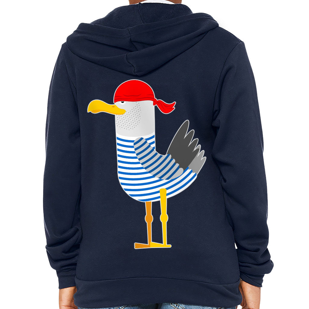 Bird Pirate Kids' Full-Zip Hoodie - Cool Hooded Sweatshirt - Printed Kids' Hoodie