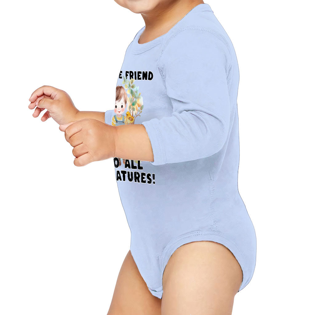 Future Friend for All Creatures Baby Long Sleeve Onesie - Cute Baby Long Sleeve Bodysuit - Colorful Baby One-Piece