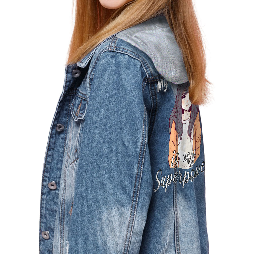 My Quiet Nature Hooded Denim Jacket for Kids - Beautiful Jean Jacket - Unique Denim Jacket for Kids
