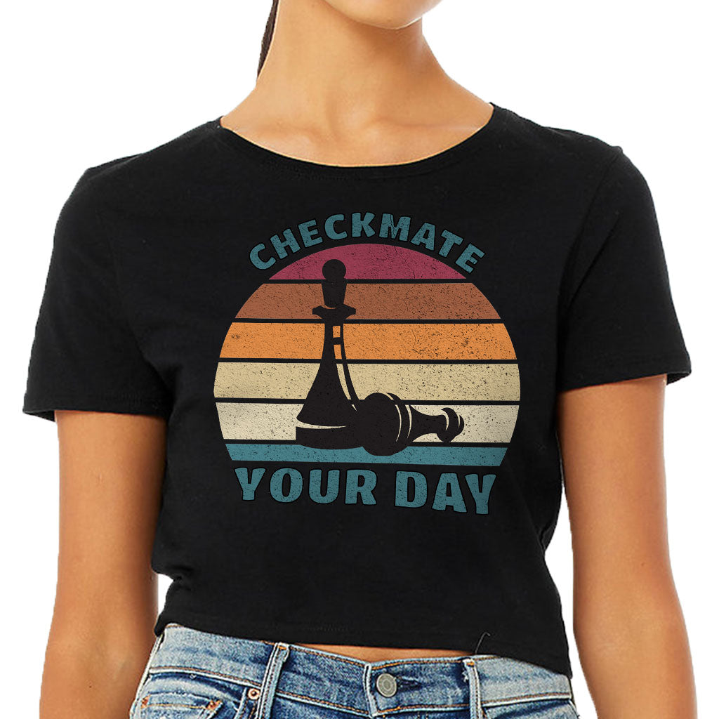 Checkmate Your Day Women's Cropped T-Shirt - Colorful Crop Top - Printed Cropped Tee