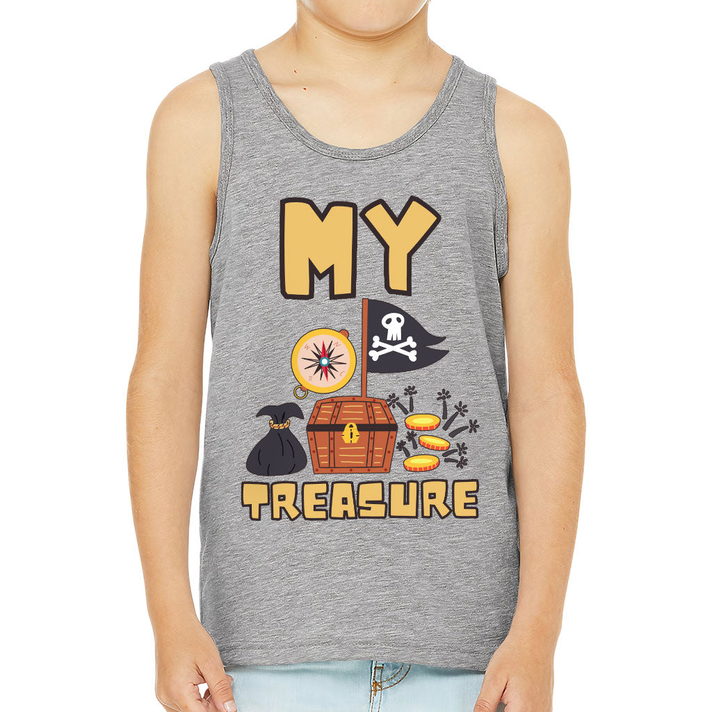 My Treasure Kids' Jersey Tank - Pirate Design Sleeveless T-Shirt - Colorful Kids' Tank Top
