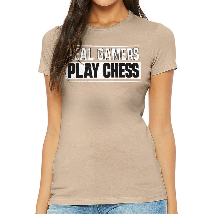Real Gamers Slim Fit T-Shirt - Word Graphic Women's T-Shirt - Graphic Slim Fit Tee