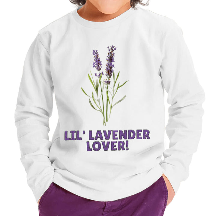 Lil' Lavender Lover Toddler Long Sleeve T-Shirt - Flower Themed Kids' T-Shirt - Graphic Long Sleeve Tee
