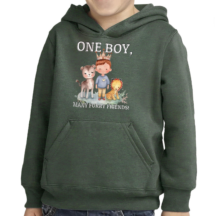 Many Furry Friends Toddler Pullover Hoodie - Animal Lover Sponge Fleece Hoodie - Graphic Hoodie for Kids