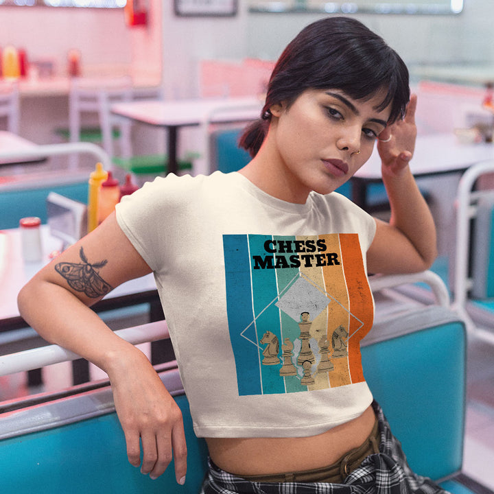 Chess Master Women's Crop Tee Shirt - Board Game Cropped T-Shirt - Art Crop Top