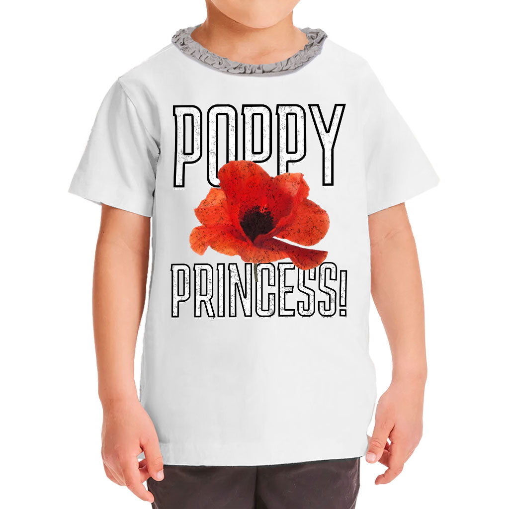 Poppy Princess Girls' Ruffle Neck T-Shirt - Cute Toddler T-Shirt - Themed Ruffle Neck Tee