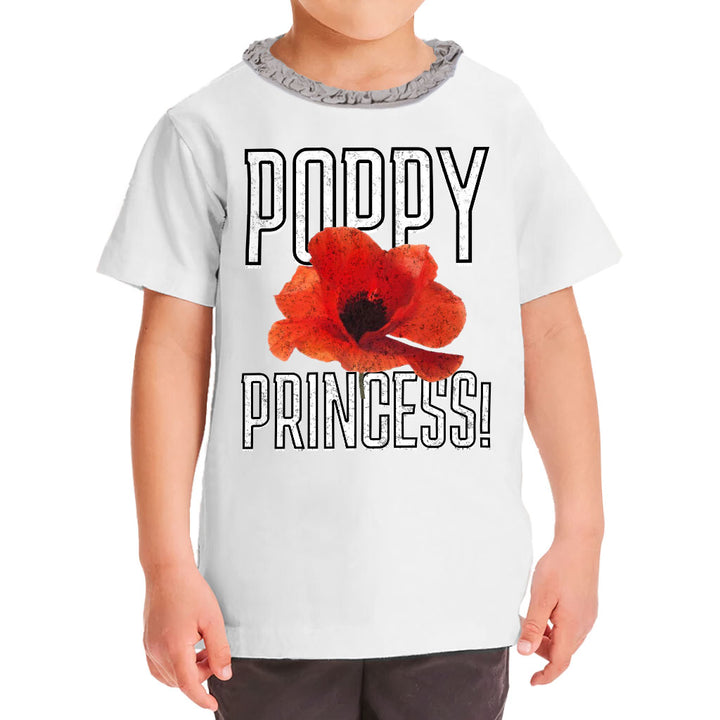 Poppy Princess Girls' Ruffle Neck T-Shirt - Cute Toddler T-Shirt - Themed Ruffle Neck Tee