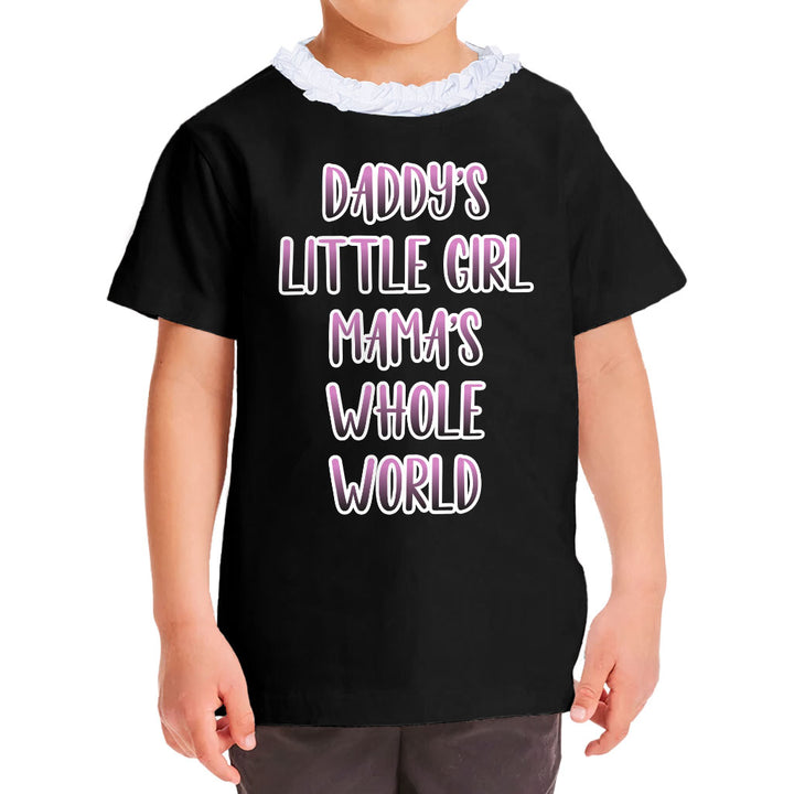Daddy's Little Girl Girls' Ruffle Neck T-Shirt - Cute Toddler T-Shirt - Printed Ruffle Neck Tee