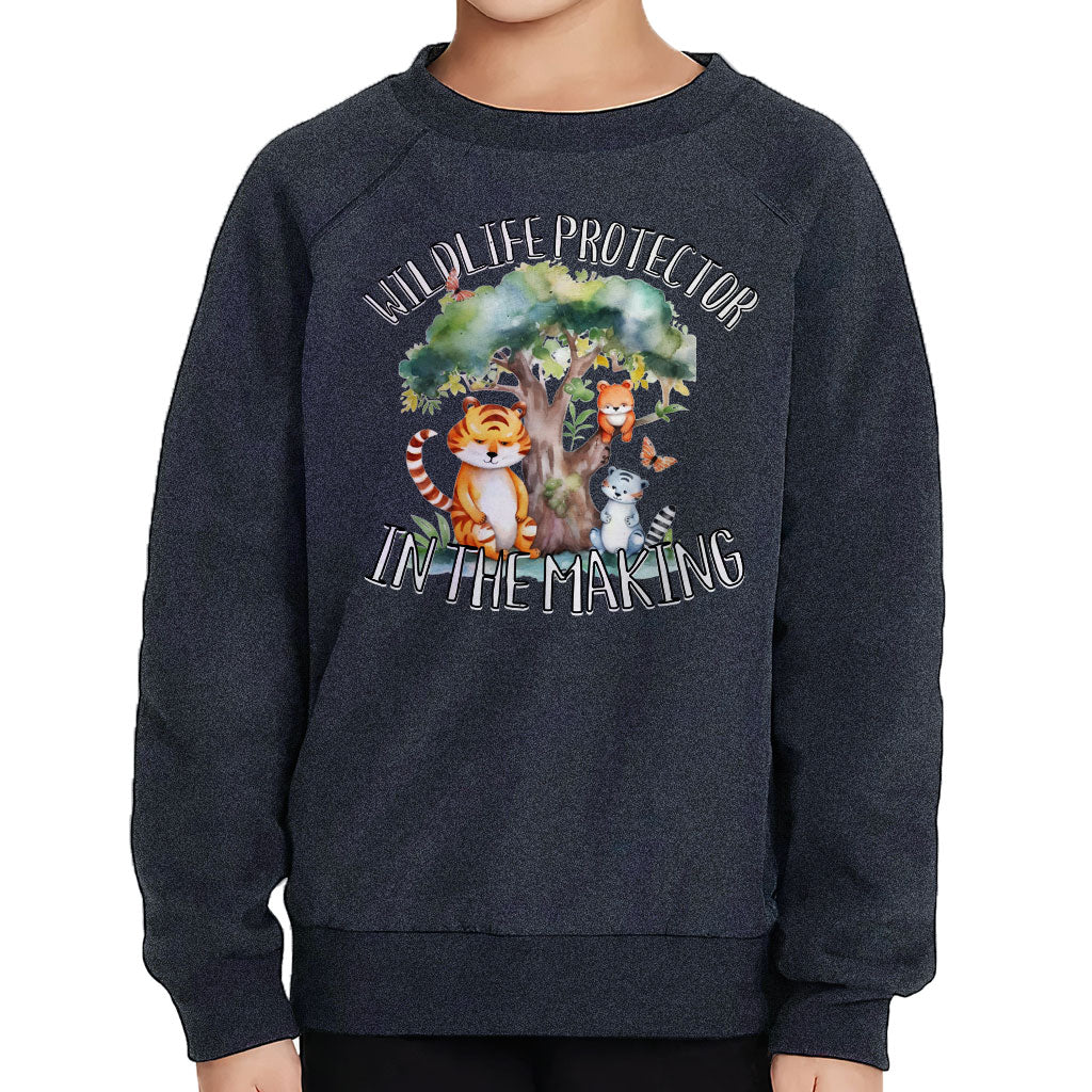 Wildlife Protector Toddler Raglan Sweatshirt - Animals Sponge Fleece Sweatshirt - Themed Kids' Sweatshirt