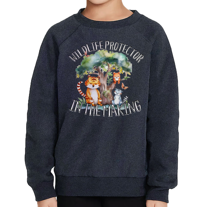 Wildlife Protector Toddler Raglan Sweatshirt - Animals Sponge Fleece Sweatshirt - Themed Kids' Sweatshirt