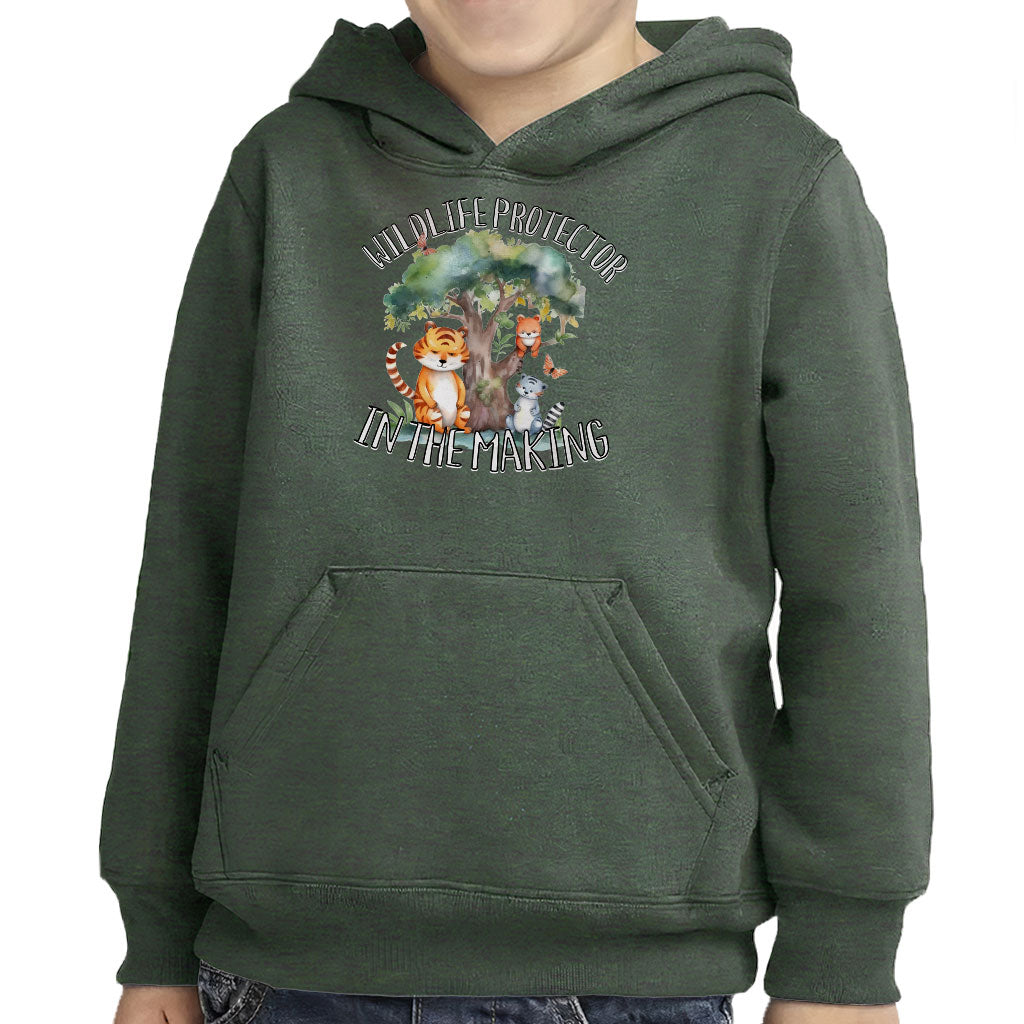 Wildlife Protector Toddler Pullover Hoodie - Animals Sponge Fleece Hoodie - Themed Hoodie for Kids
