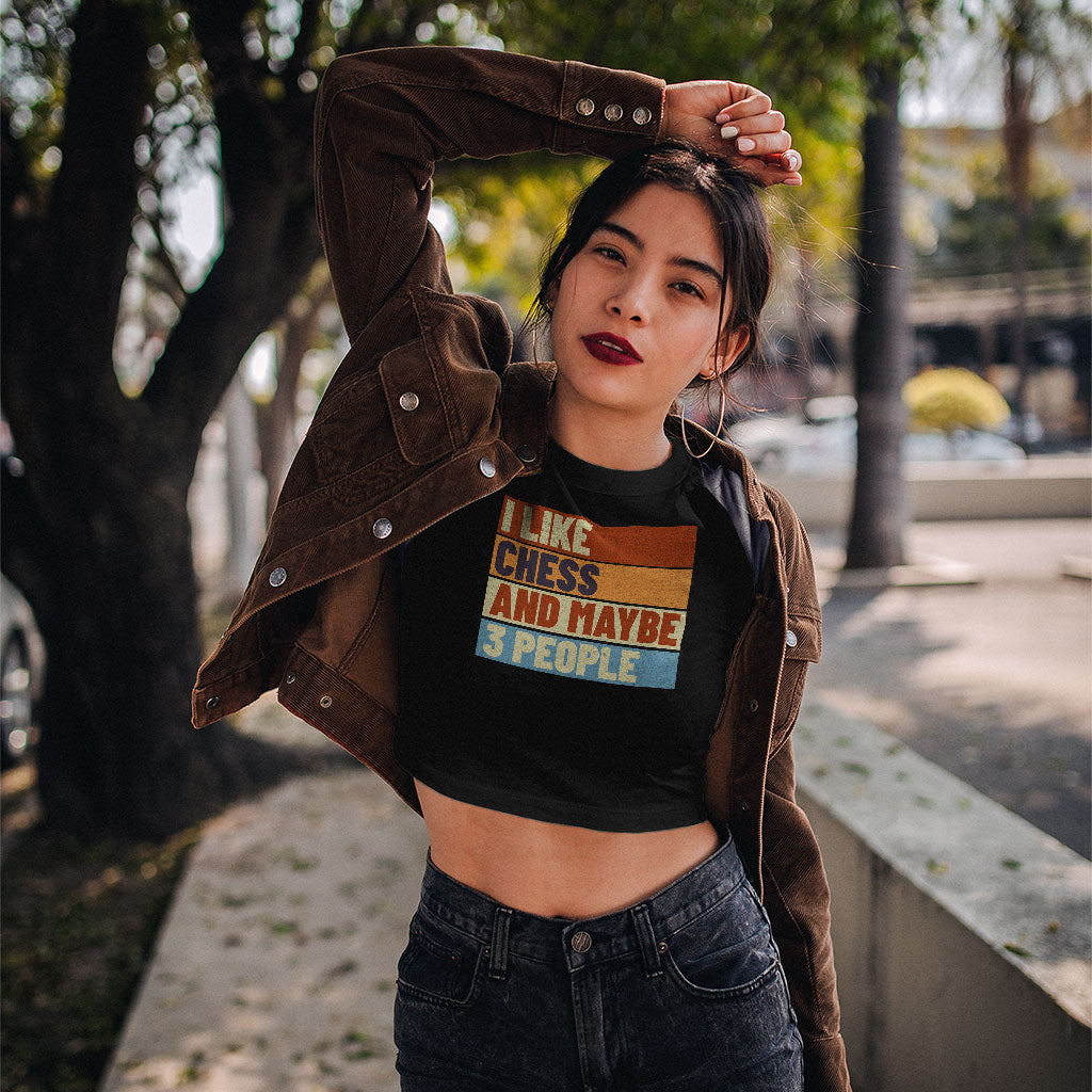 I Like Chess Women's Cropped T-Shirt - Colorful Crop Top - Art Cropped Tee