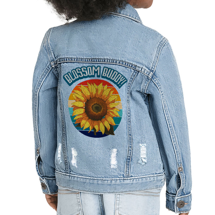 Blossom Buddy Toddler Denim Jacket - Flower Jean Jacket - Plant Denim Jacket for Kids
