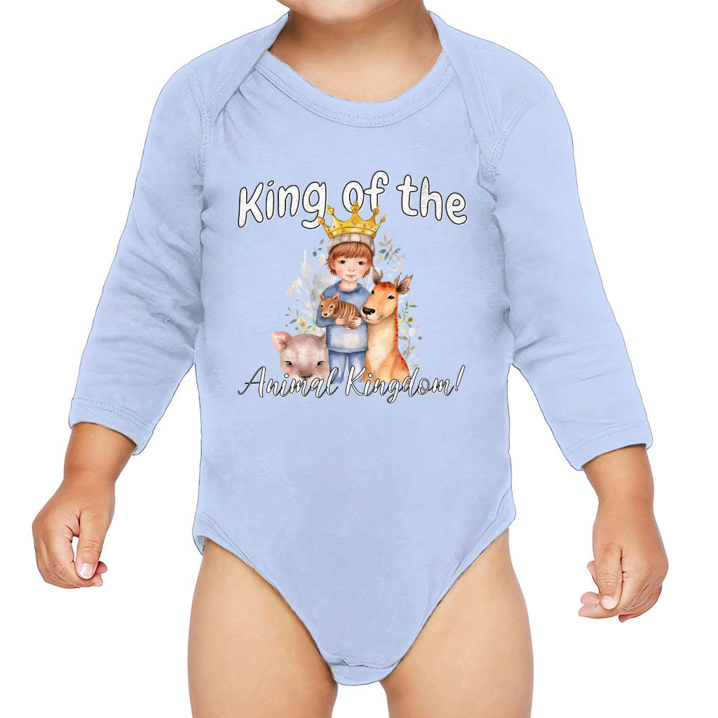 King Of the Animal Kingdom Baby Long Sleeve Onesie - Cool Baby Long Sleeve Bodysuit - Graphic Baby One-Piece