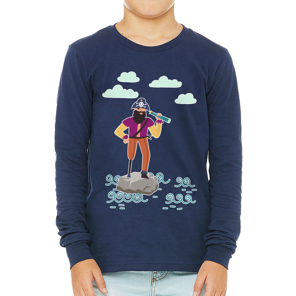 Cute Pirate Kids' Long Sleeve T-Shirt - Flag T-Shirt - Graphic Long Sleeve Tee