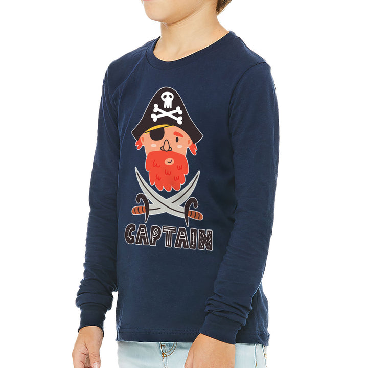 Captain Kids' Long Sleeve T-Shirt - Pirate Themed T-Shirt - Cool Long Sleeve Tee