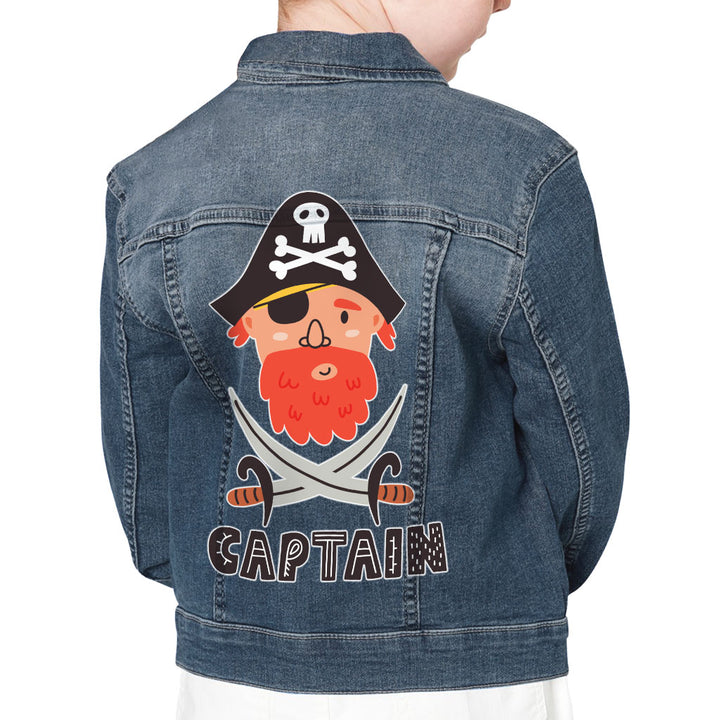 Captain Kids' Denim Jacket - Pirate Themed Jean Jacket - Cool Denim Jacket for Kids