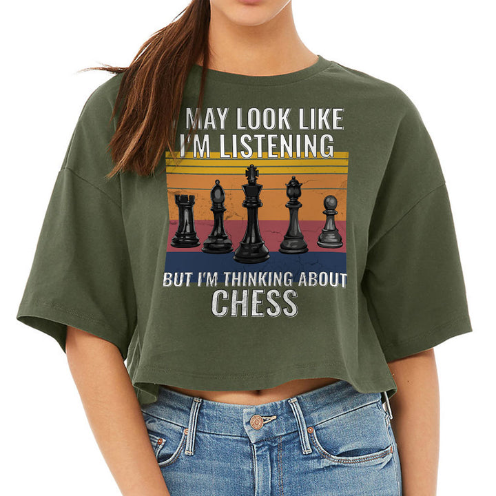 Chess Women's Crop Tee Shirt - Bright Cropped T-Shirt - Colorful Crop Top