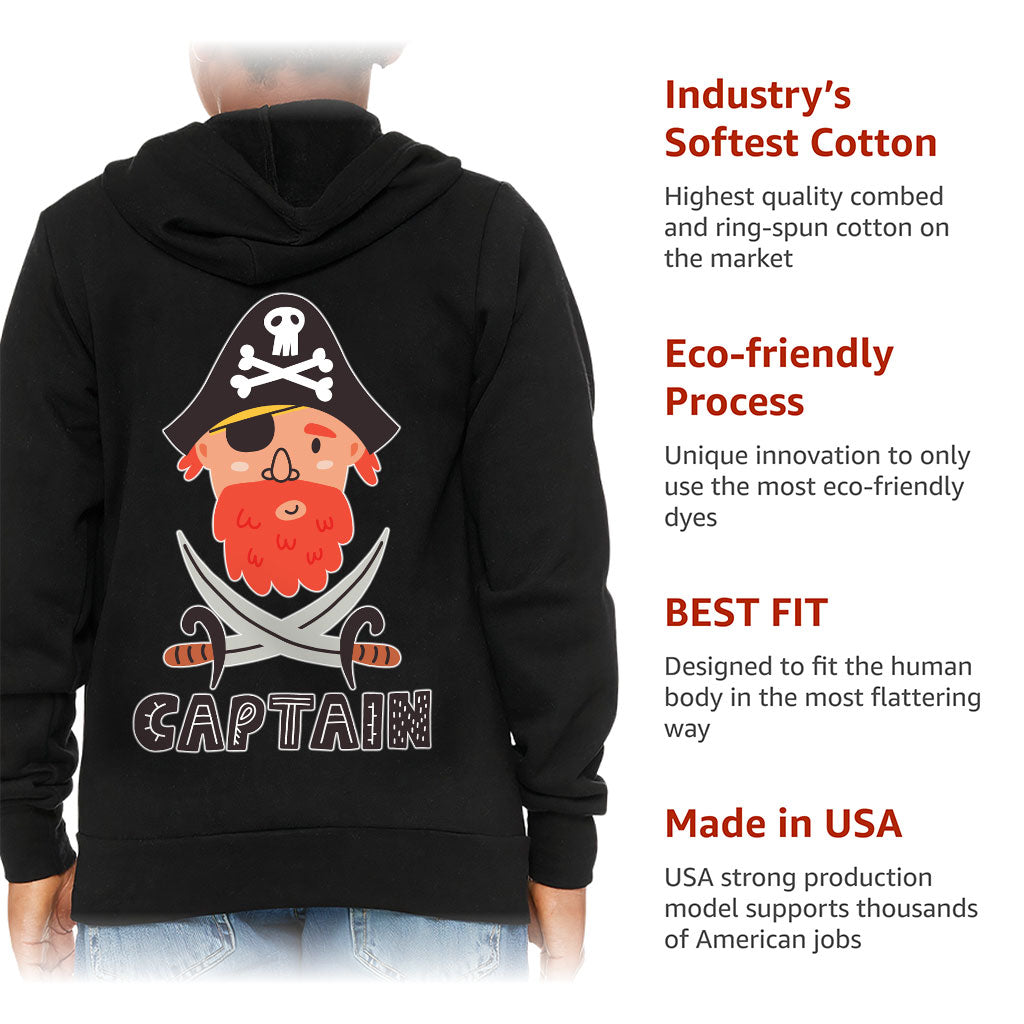 Captain Kids' Full-Zip Hoodie - Pirate Themed Hooded Sweatshirt - Cool Kids' Hoodie
