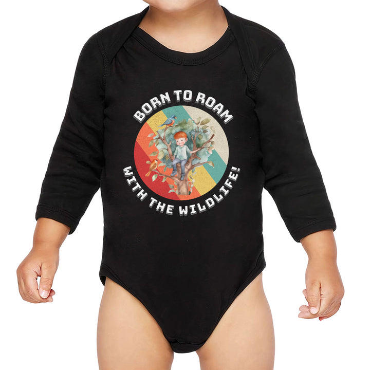 Born to Roam Baby Long Sleeve Onesie - Birds Baby Long Sleeve Bodysuit - Colorful Baby One-Piece
