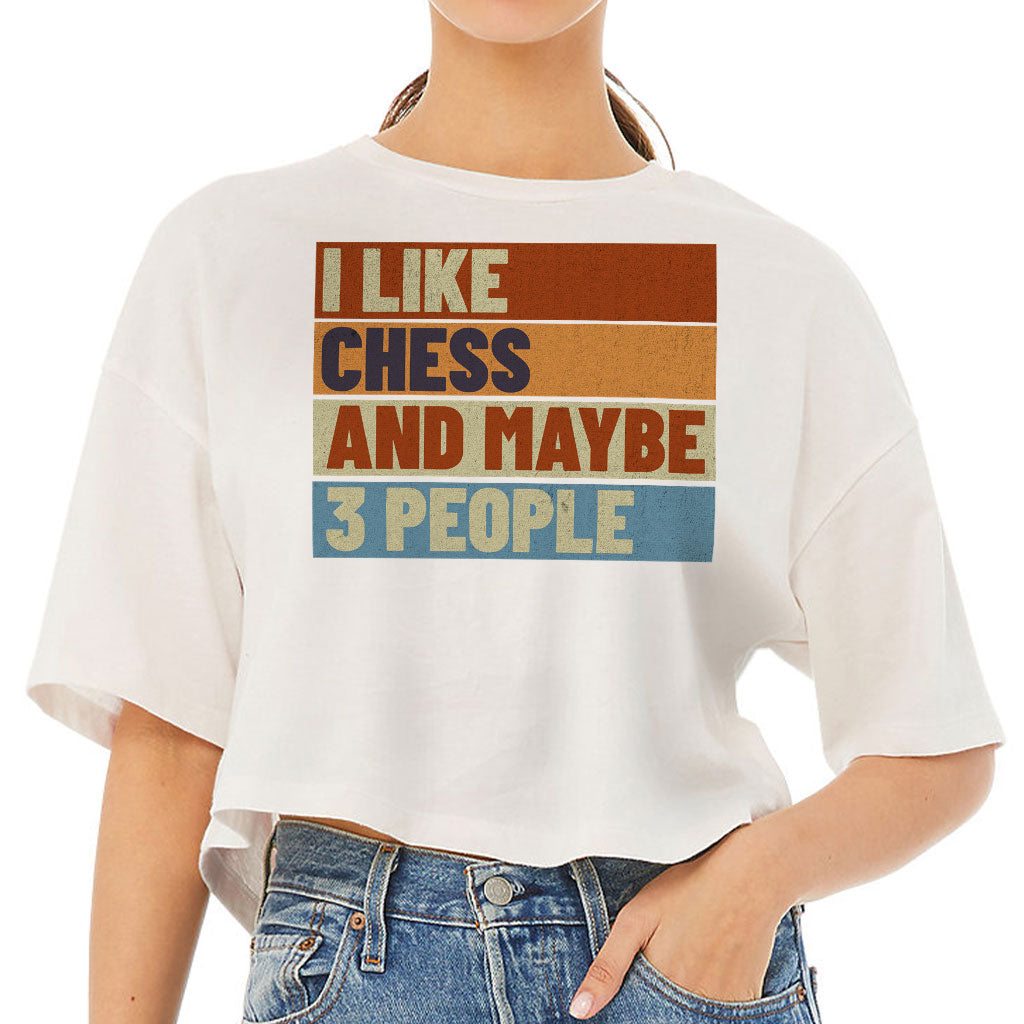 I Like Chess Women's Crop Tee Shirt - Colorful Cropped T-Shirt - Art Crop Top