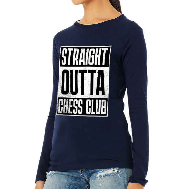 Word Art Women's Long Sleeve T-Shirt - Chess Club Long Sleeve Tee - Unique T-Shirt