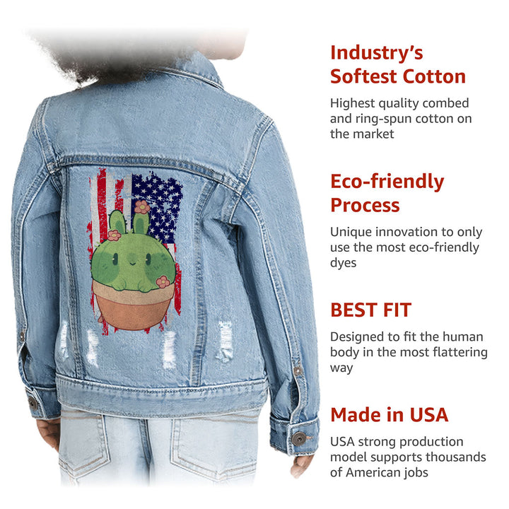 Little Cactus Toddler Denim Jacket - Flag Jean Jacket - Themed Denim Jacket for Kids