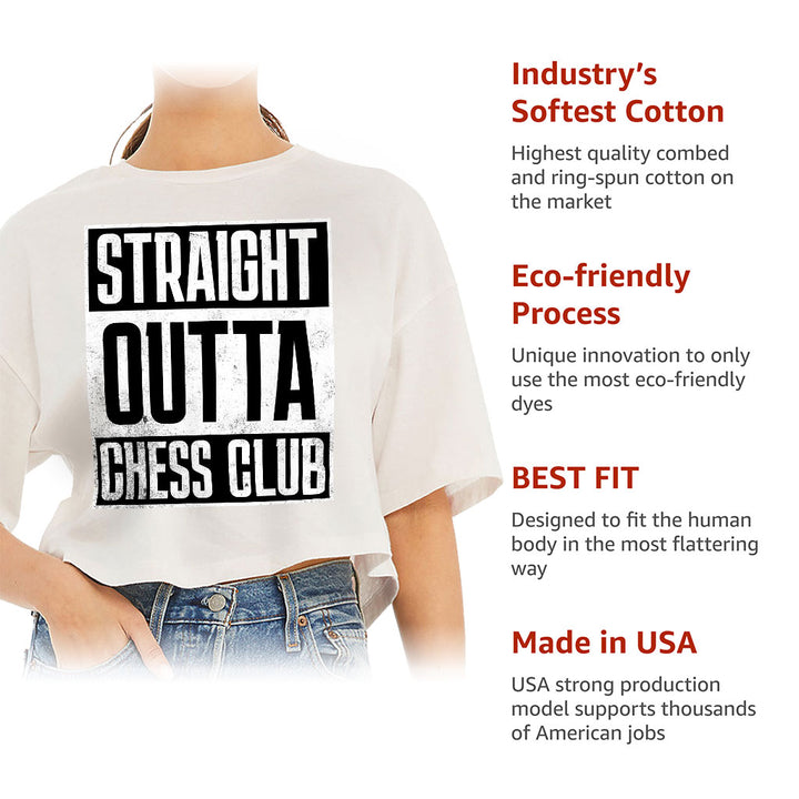 Word Art Women's Crop Tee Shirt - Chess Club Cropped T-Shirt - Unique Crop Top