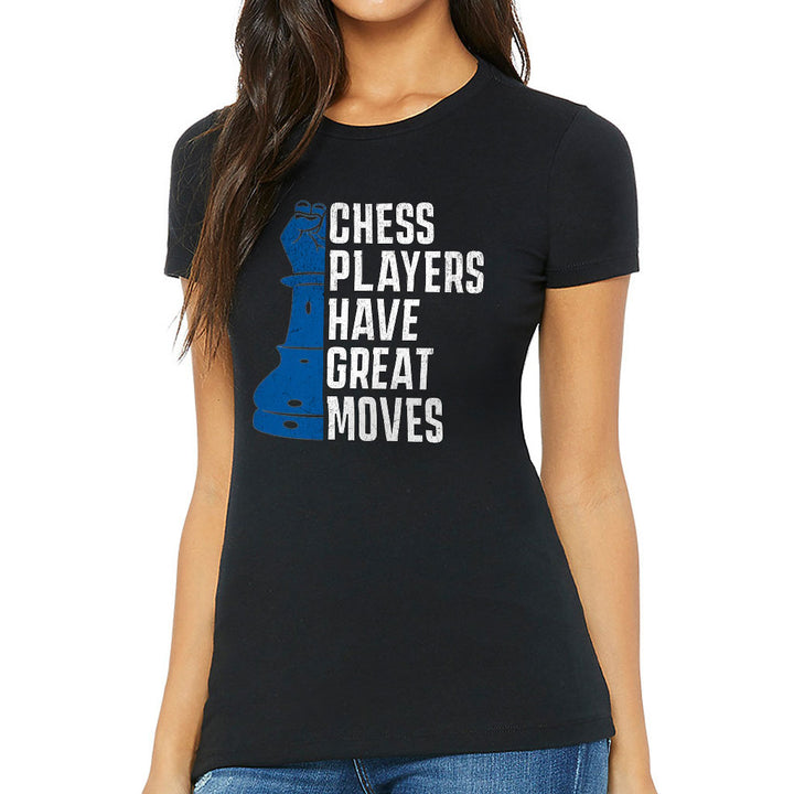 Chess Players Slim Fit T-Shirt - Cool Design Women's T-Shirt - Word Design Slim Fit Tee