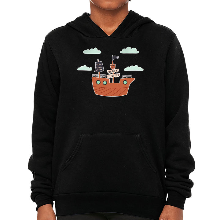 Pirate Ship Kids' Sponge Fleece Hoodie - Themed Kids' Hoodie - Bright Art Hoodie for Kids