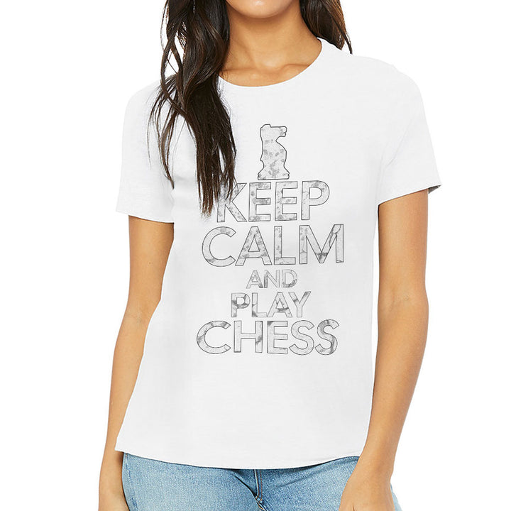 Keep Calm and Play Chess Women's T-Shirt - Cool Saying T-Shirt - Graphic Relaxed Tee