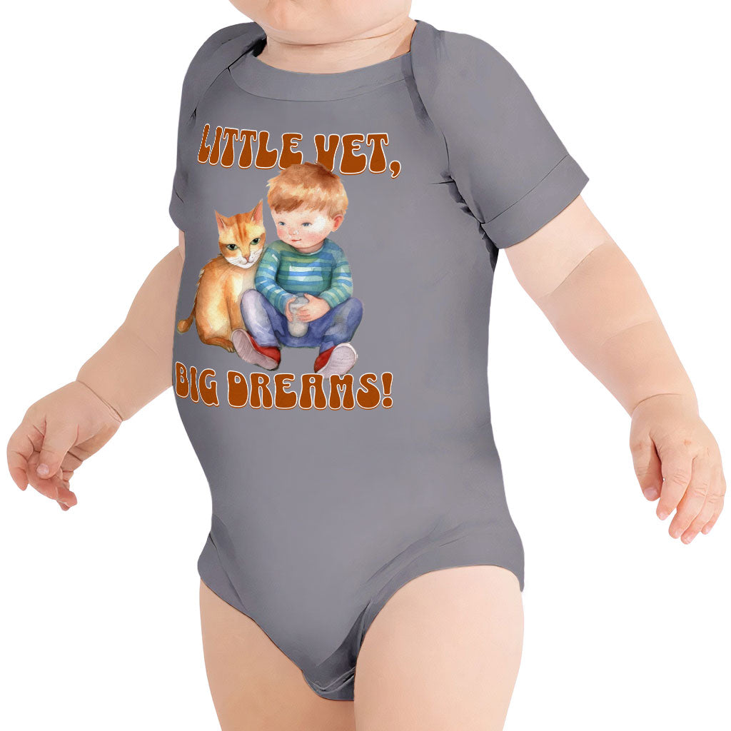 Little Vet Big Dream Baby Jersey Onesie - Cat Baby Bodysuit - Animal Lover Baby One-Piece