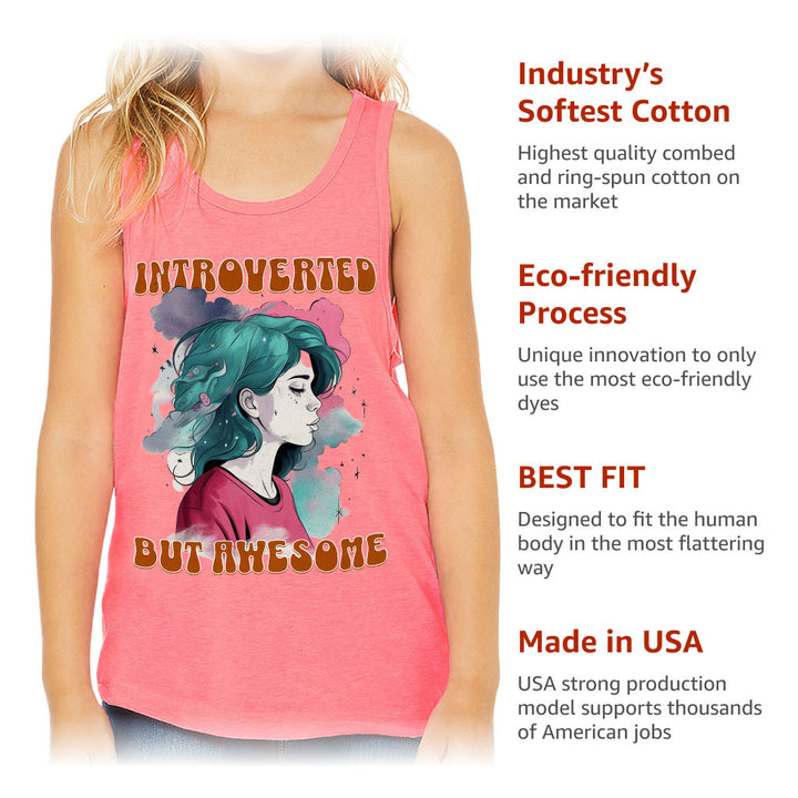 Introverted but Awesome Kids' Jersey Tank - Watercolor Sleeveless T-Shirt - Graphic Kids' Tank Top