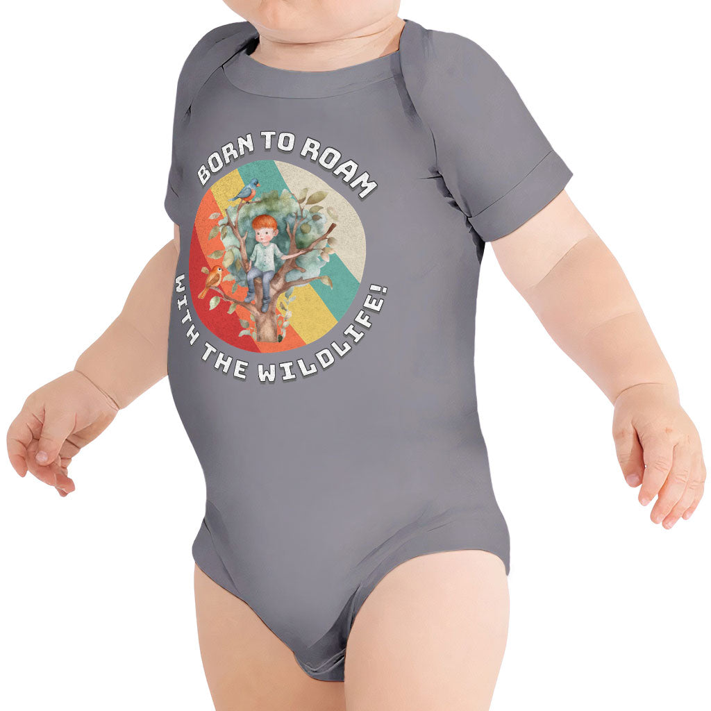 Born to Roam Baby Jersey Onesie - Birds Baby Bodysuit - Colorful Baby One-Piece