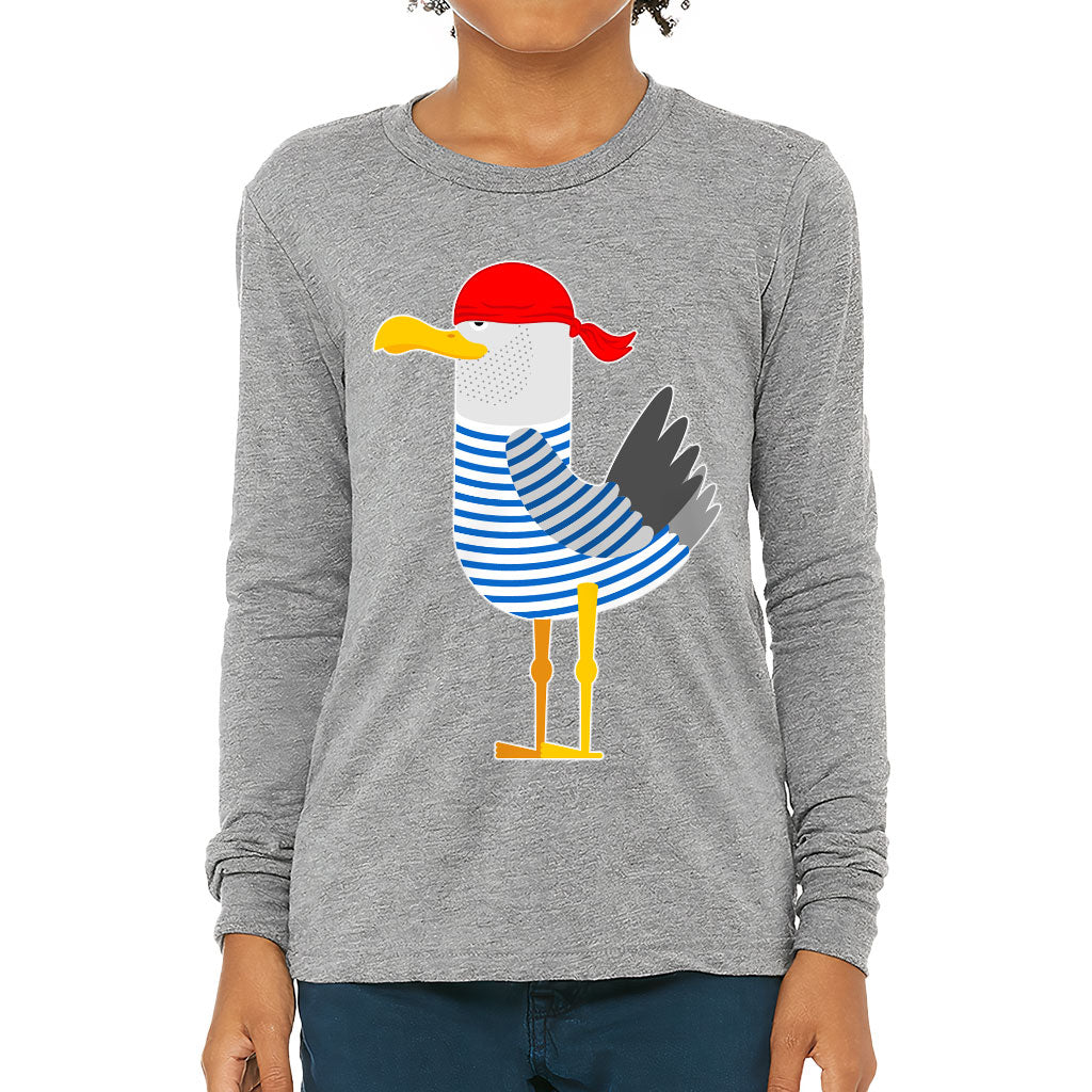 Bird Pirate Kids' Long Sleeve T-Shirt - Cool T-Shirt - Printed Long Sleeve Tee