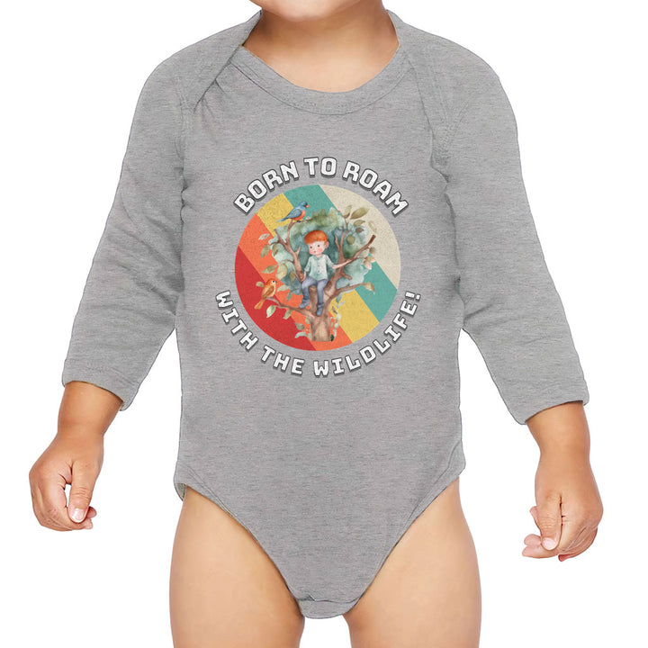 Born to Roam Baby Long Sleeve Onesie - Birds Baby Long Sleeve Bodysuit - Colorful Baby One-Piece