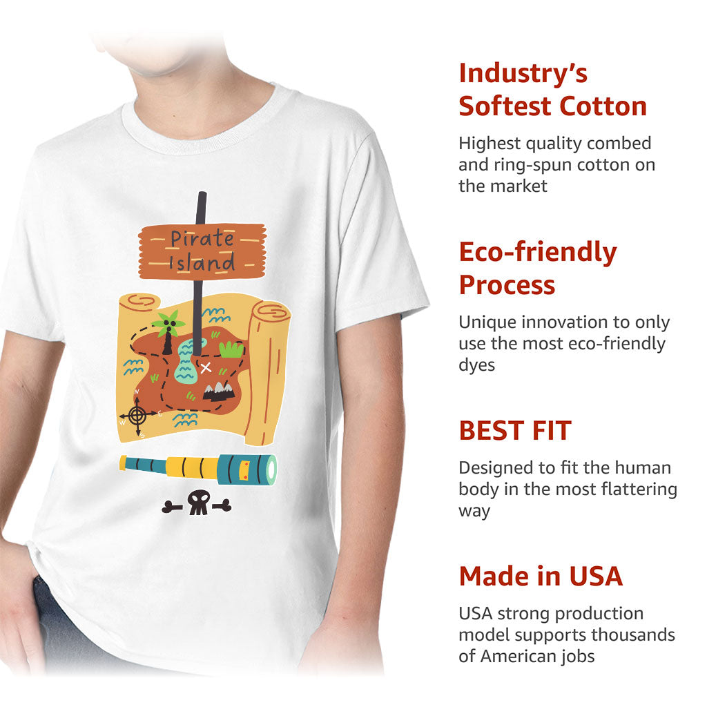 Pirate Island Kids' Classic Fit T-Shirt - Map Print T-Shirt - Cool Classic Fit Tee