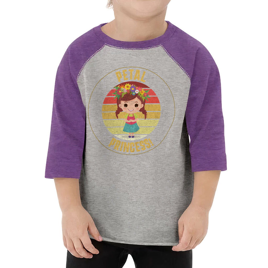 Petal Princess Toddler Baseball T-Shirt - Cute 3/4 Sleeve T-Shirt - Graphic Kids' Baseball Tee