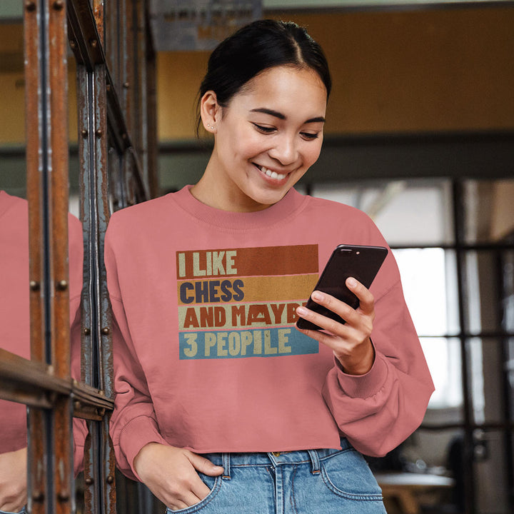 I Like Chess Cropped Long Sleeve T-Shirt - Colorful Women's T-Shirt - Art Long Sleeve Tee