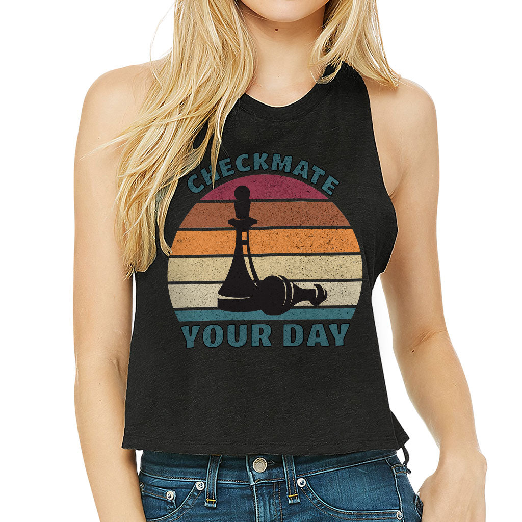 Checkmate Your Day Racerback Cropped Tank - Colorful Women's Tank - Printed Tank Top
