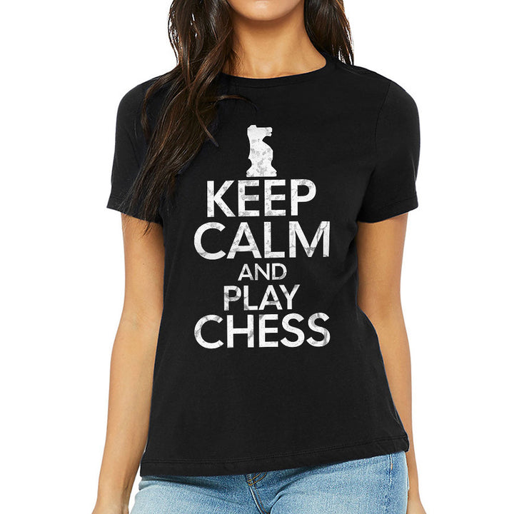 Keep Calm and Play Chess Women's T-Shirt - Cool Saying T-Shirt - Graphic Relaxed Tee