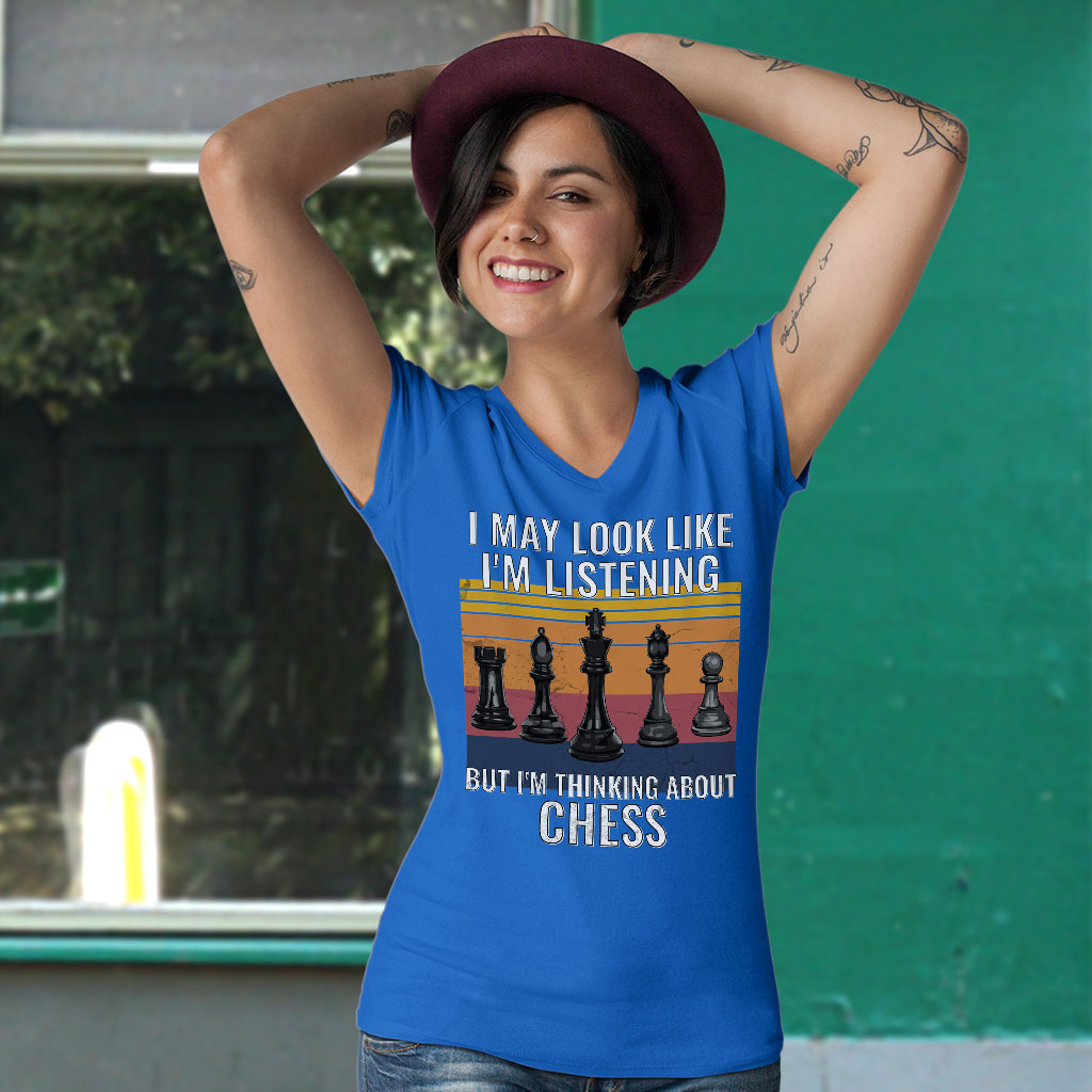 Chess Women's V-Neck T-Shirt - Bright V-Neck Tee - Colorful T-Shirt