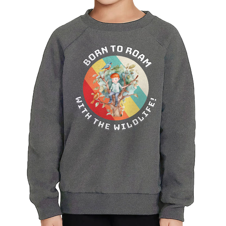 Born to Roam Toddler Raglan Sweatshirt - Birds Sponge Fleece Sweatshirt - Colorful Kids' Sweatshirt