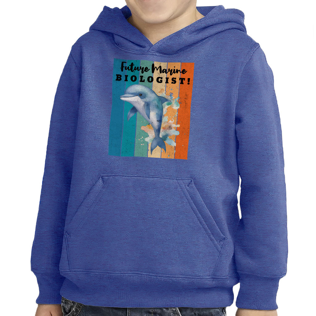 Future Marine Biologist Toddler Pullover Hoodie - Dolphin Sponge Fleece Hoodie - Printed Hoodie for Kids