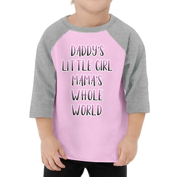 Daddy's Little Girl Toddler Baseball T-Shirt - Cute 3/4 Sleeve T-Shirt - Printed Kids' Baseball Tee