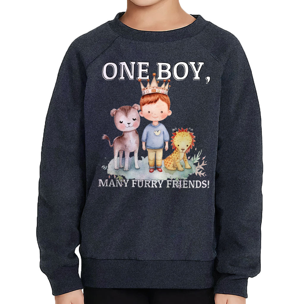 Many Furry Friends Toddler Raglan Sweatshirt - Animal Lover Sponge Fleece Sweatshirt - Graphic Kids' Sweatshirt