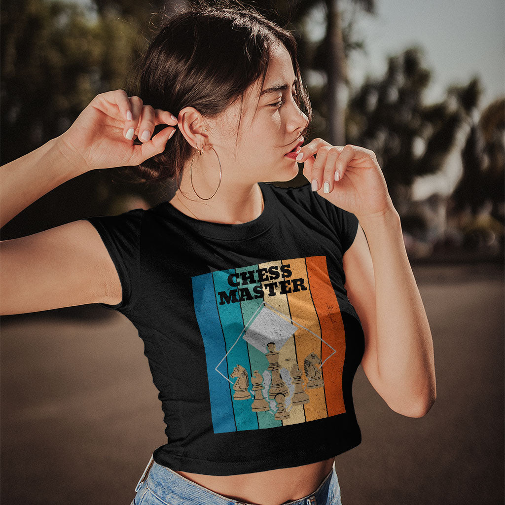 Chess Master Women's Cropped T-Shirt - Board Game Crop Top - Art Cropped Tee