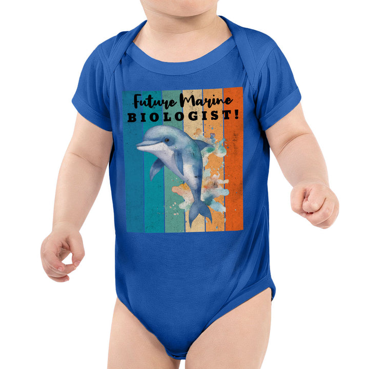 Future Marine Biologist Baby Jersey Onesie - Dolphin Baby Bodysuit - Printed Baby One-Piece