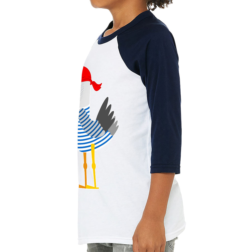 Bird Pirate Kids' Baseball T-Shirt - Cool 3/4 Sleeve T-Shirt - Printed Baseball Tee