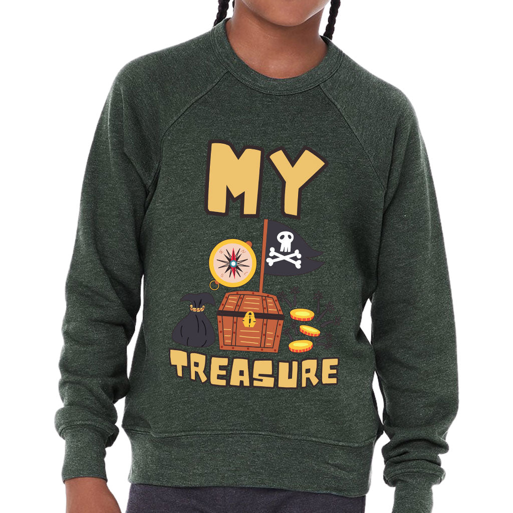 My Treasure Kids' Raglan Sweatshirt - Pirate Design Sponge Fleece Sweatshirt - Colorful Sweatshirt